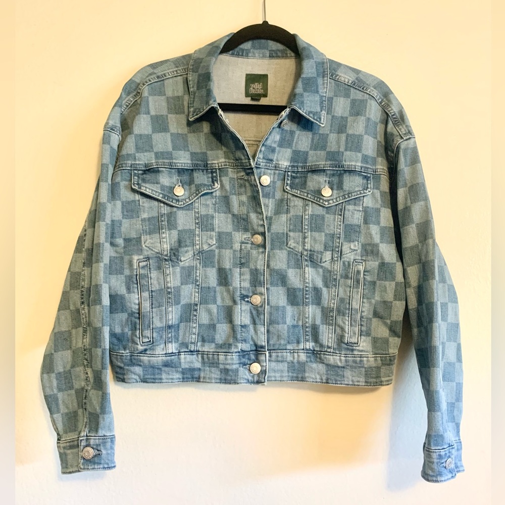 Checkered Matching Denim Set - Jacket & Skirt